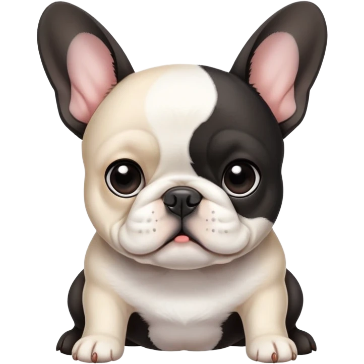Little French bulldog. Mostly black with a little white on face and stomach emoji