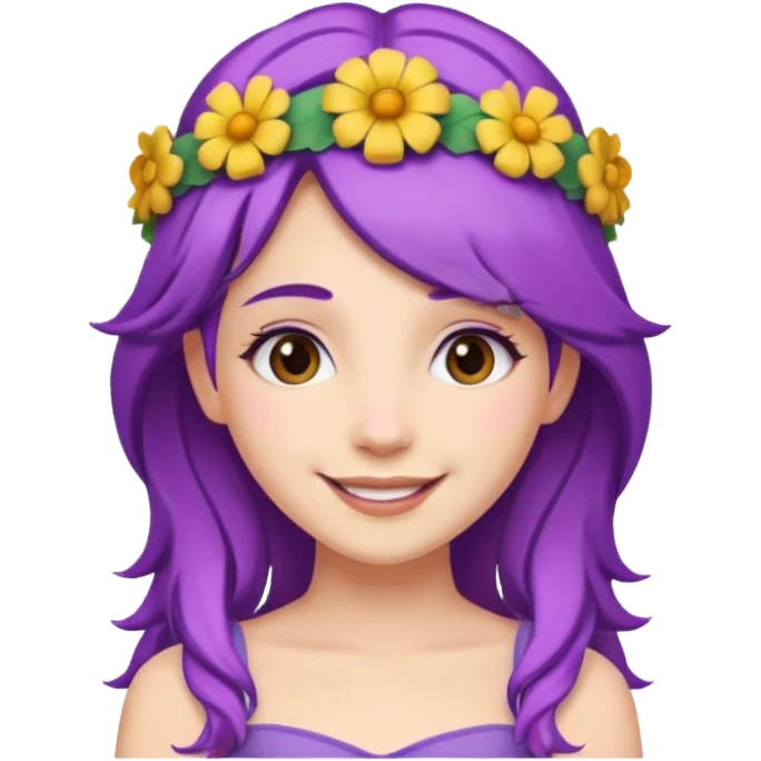 Princesses with Flower Crown in Purple Hair emoji