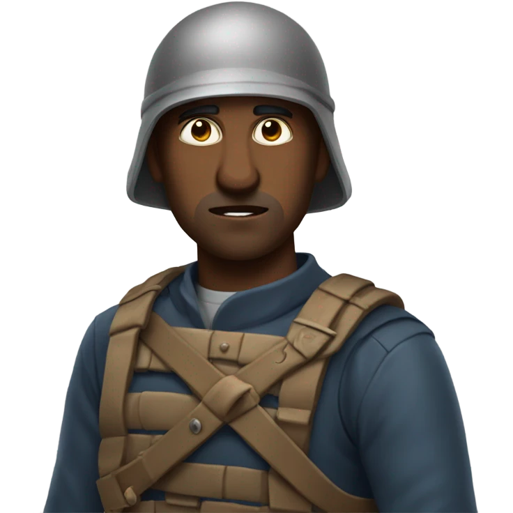 A man going to war with hardened face emoji
