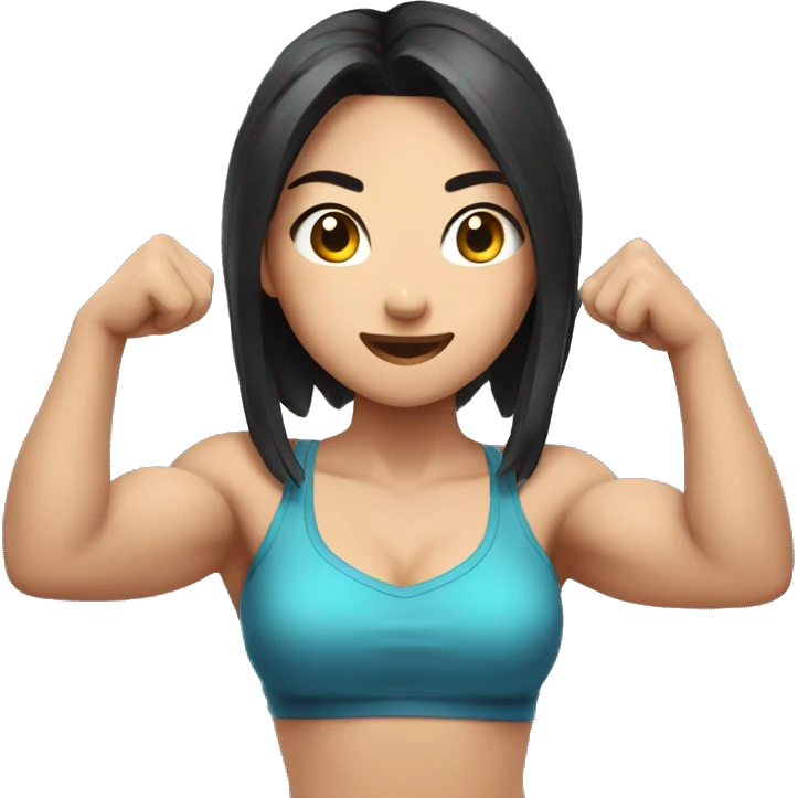 Asian gamer girl showing off biceps emoji