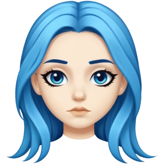 pretty long and blue hair baddie with eyeliner  emoji