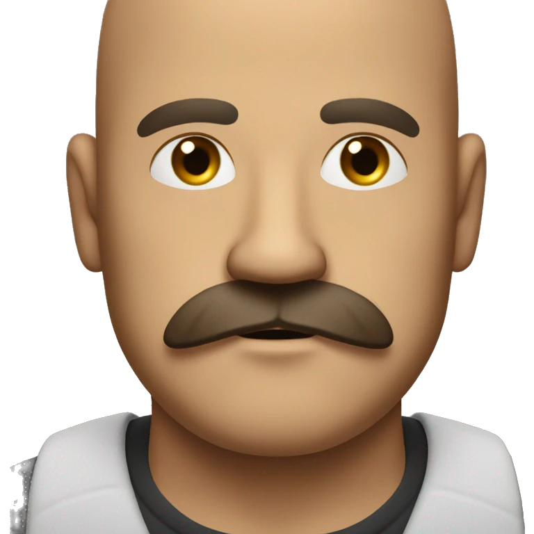 bald brown man who doesn’t wanna lock in and hates me and has a moustache and small goatee and a beer belly emoji