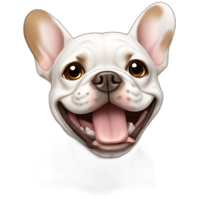 happy white with brown French Bulldog emoji