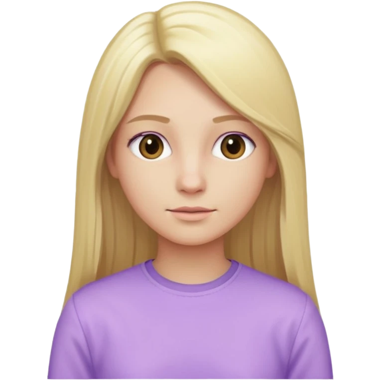 back view of a person, blonde with long straight hair, wearing pastel purple clothes, variation 4 emoji