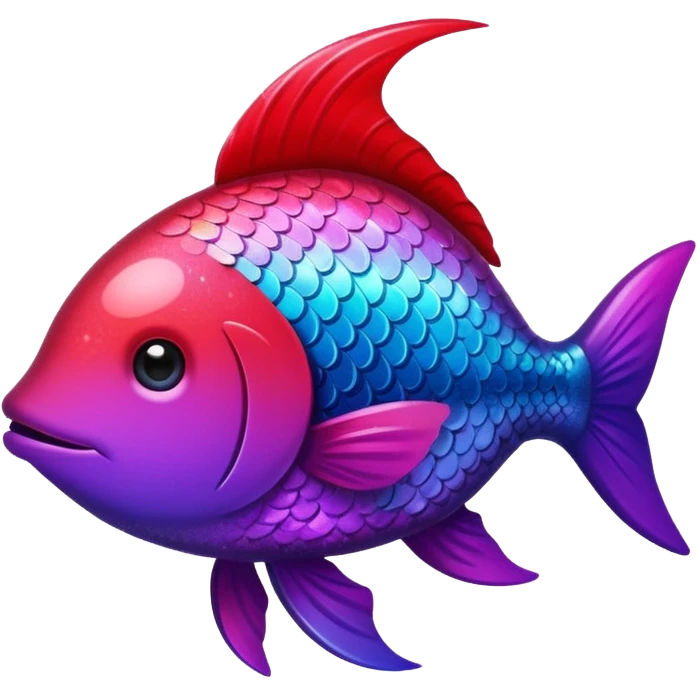 color gradient between red and purple glitter cute fish emoji