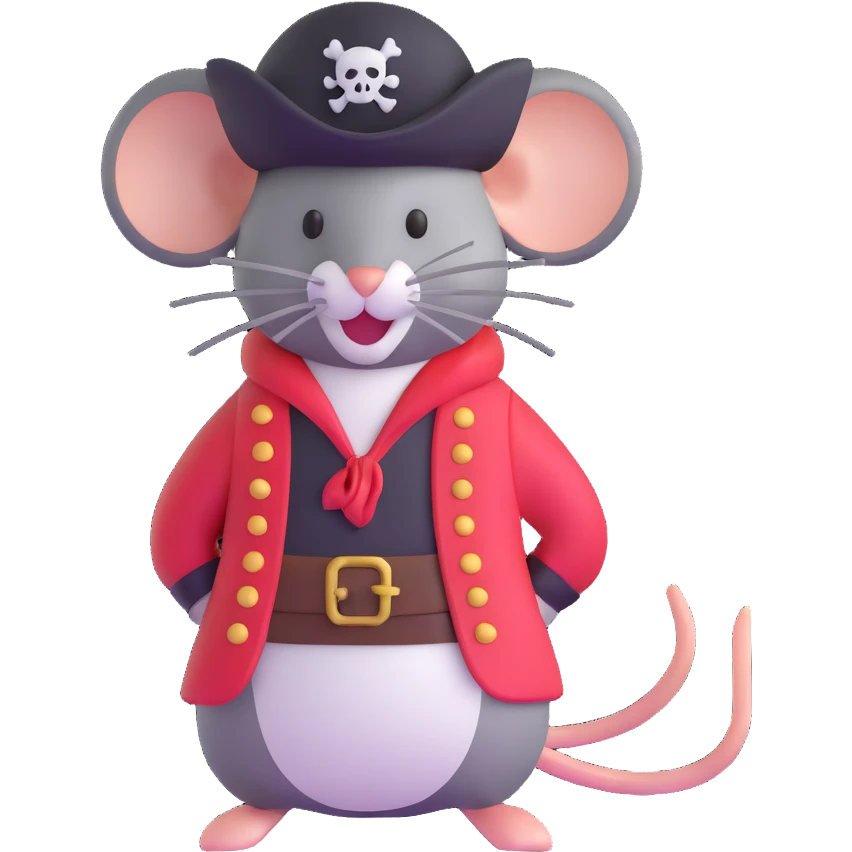 mouse wearing pirate costume emoji