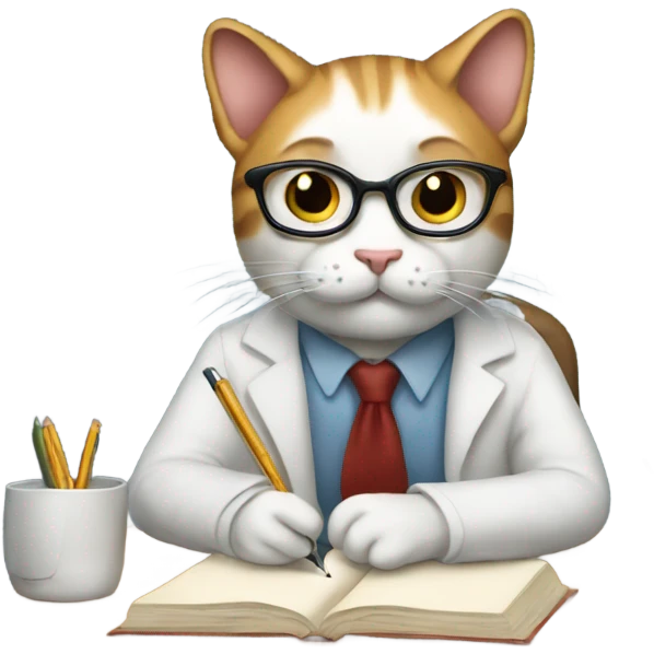 Cat writing as a professor  emoji