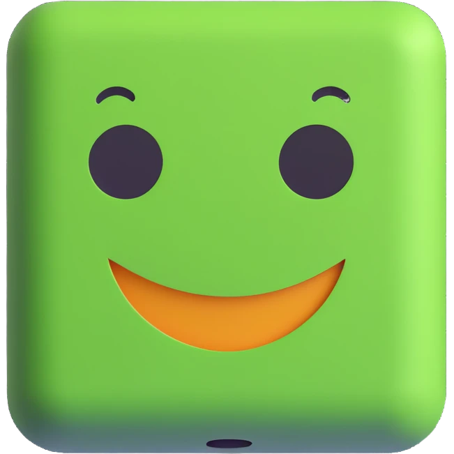 green blocky retro smiley face emoji