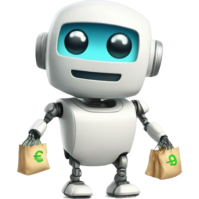 Cute robot with money bags emoji