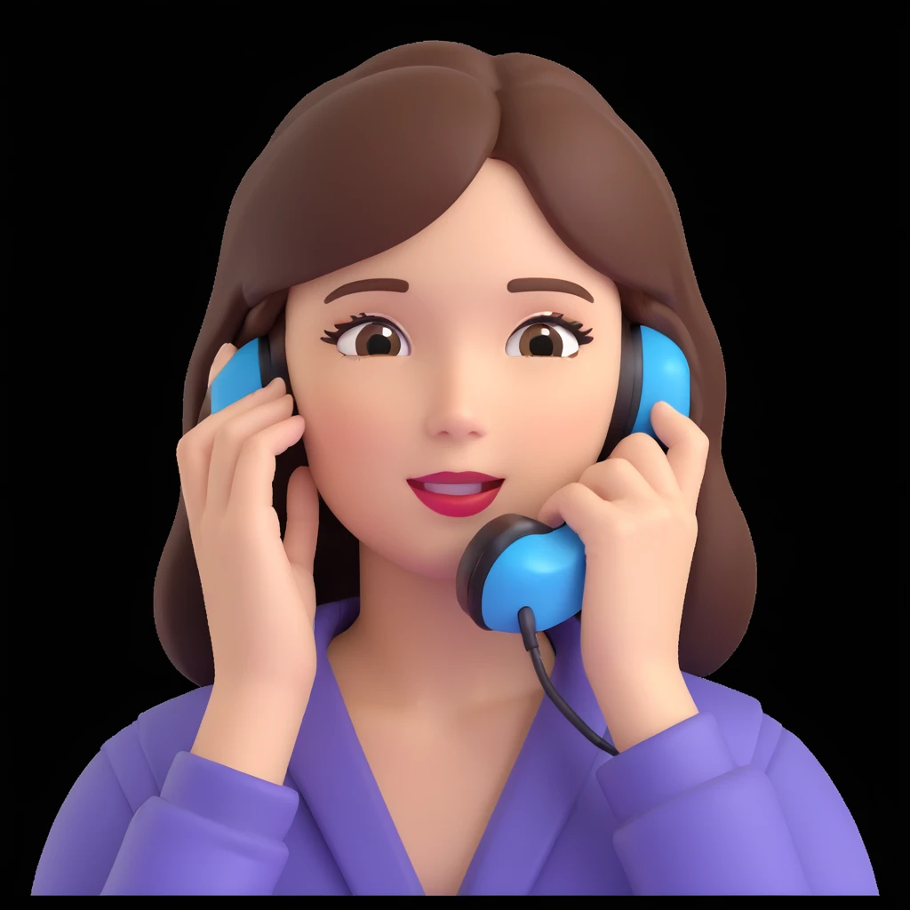 girl talking on phone, close up pose emoji