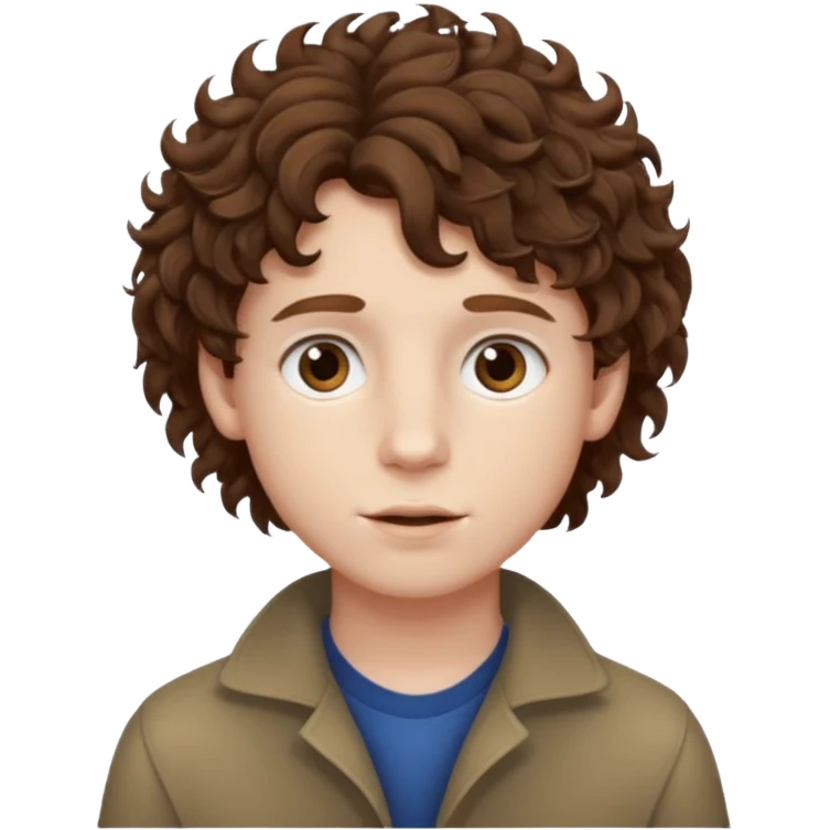 boy,  brown hair, curly hair, brown eyes, pale skin, , hair emoji