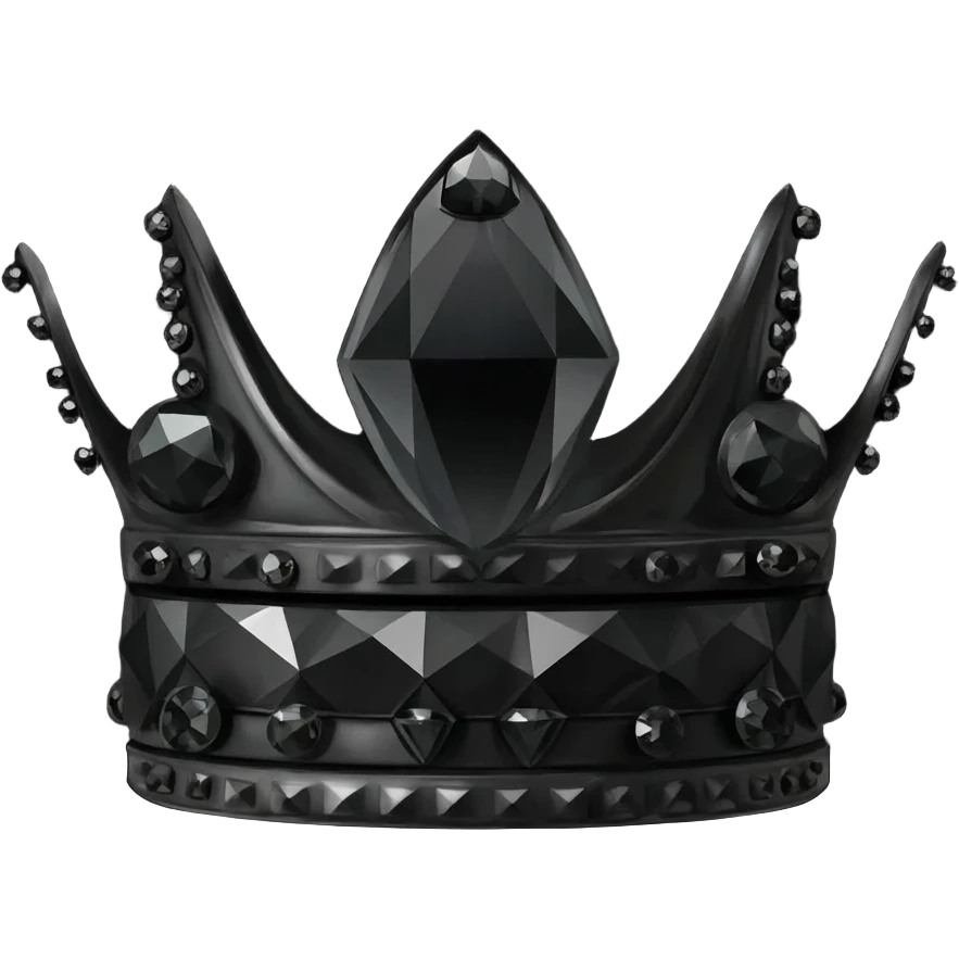 generate an improved black crown with black diamonds burning in a black flame emoji