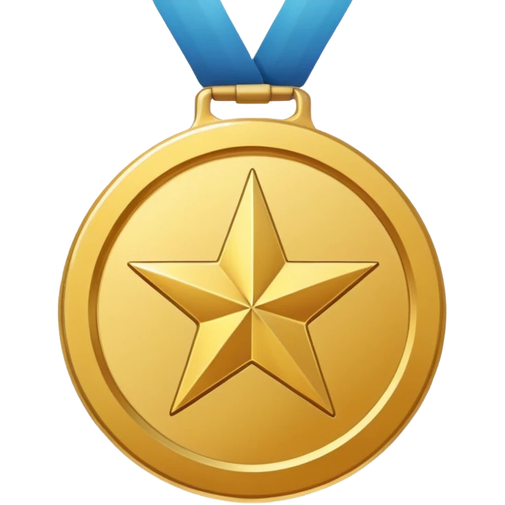 a gold medal with a star engraved on it emoji