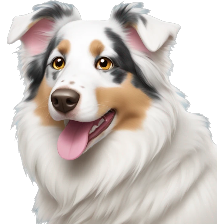 solid white australian shepherd with pink nose emoji