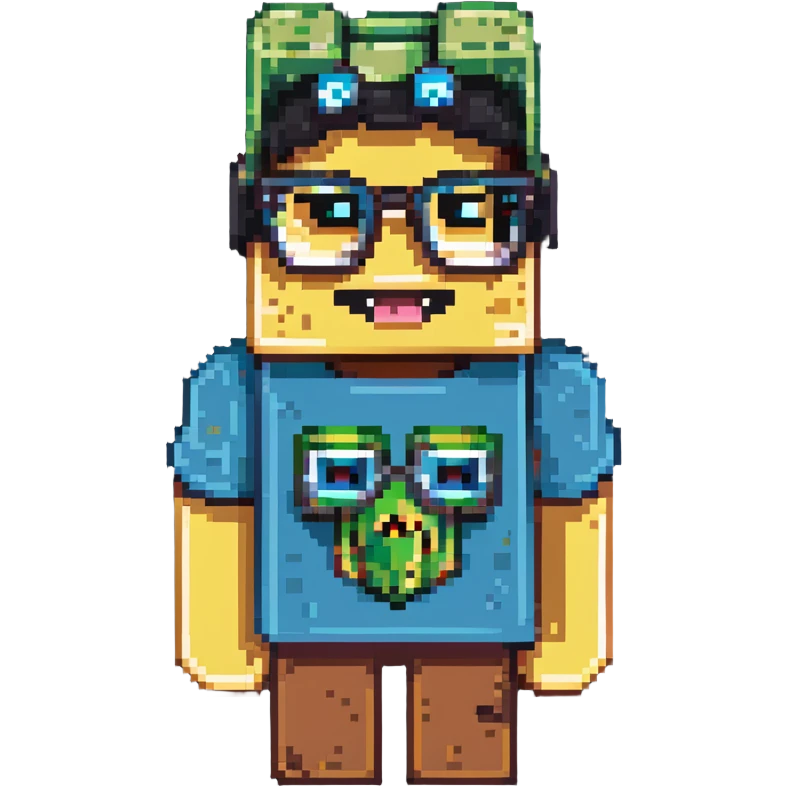 sponge with buck teeth and glasses wearing a Minecraft shirt emoji