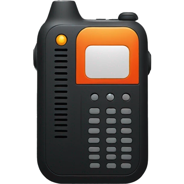 black walkie talkie with red-orange button on side emoji