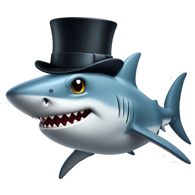 Shark with a top hat emoji