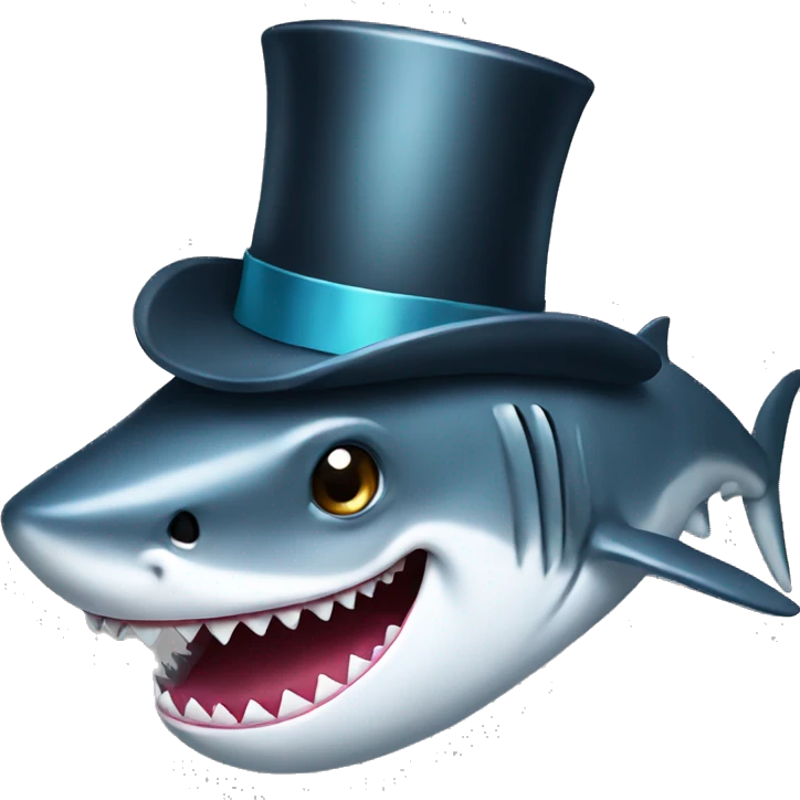 Shark with a top hat emoji