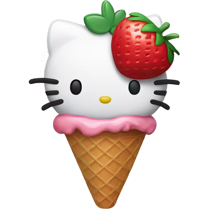 Hello kitty holding a strawberry ice cream cone emoji