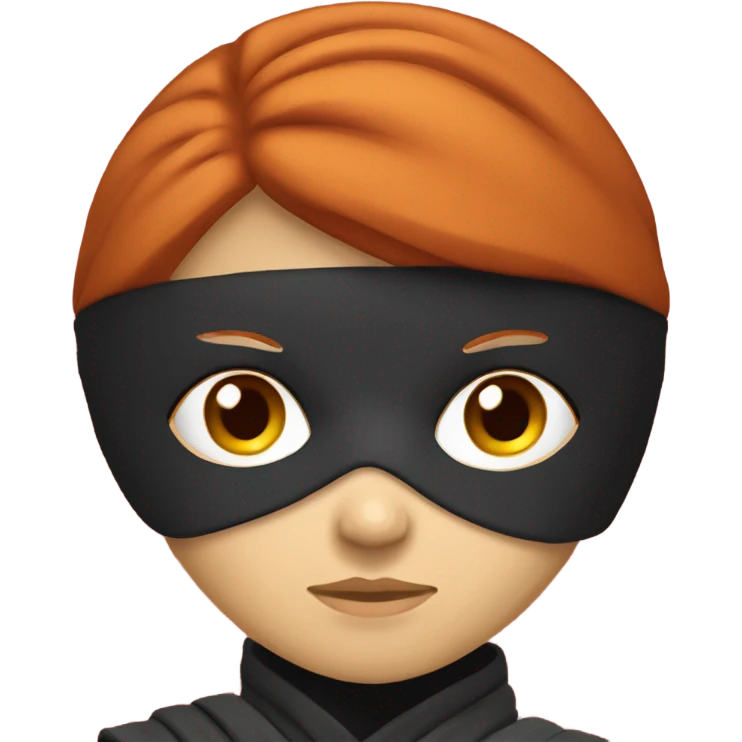 female caucasian red haired ninja with face covered emoji