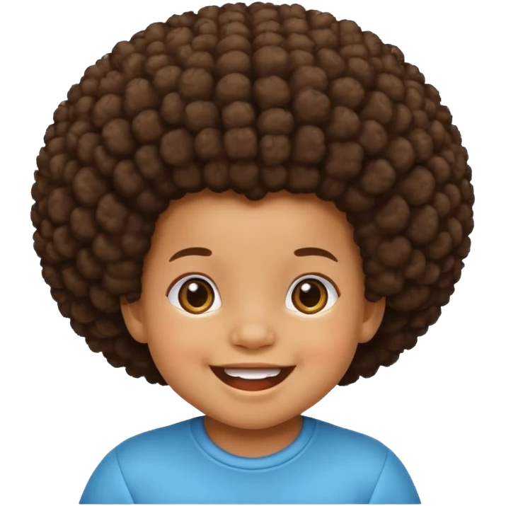 a smiling baby with a big afro emoji