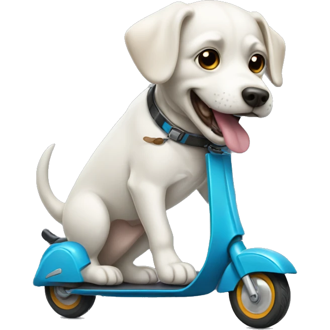 Dog riding a scooter emoji