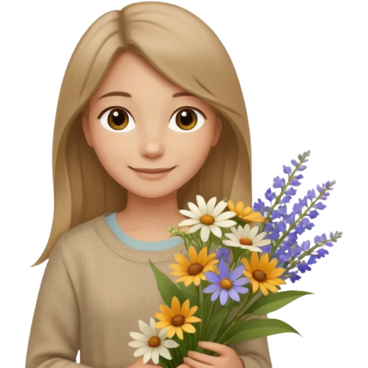 คาแรกเตอร์: สุภาพ อบอุ่น สบาย ๆ
ลุคอิโมจิ:

ดวงตาน้ำตาลเบจ นุ่มละมุน

ผมตรงธรรมชาติ

เสื้อผ้าลินิน / โทนเอิร์ธ

ท่าถือดอกไม้ / ยิ้มอ่อน
ฟีล: natural beauty, clean girl emoji