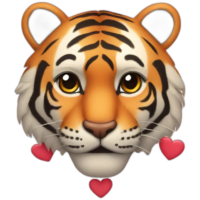 tiger face with 3 hearts emoji