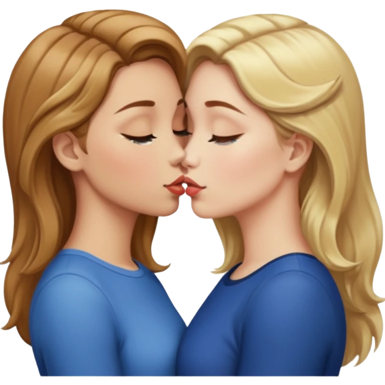 👩🏻‍❤️‍💋‍👩🏼 but light brown hair instead of blonde on the girl on the right  emoji
