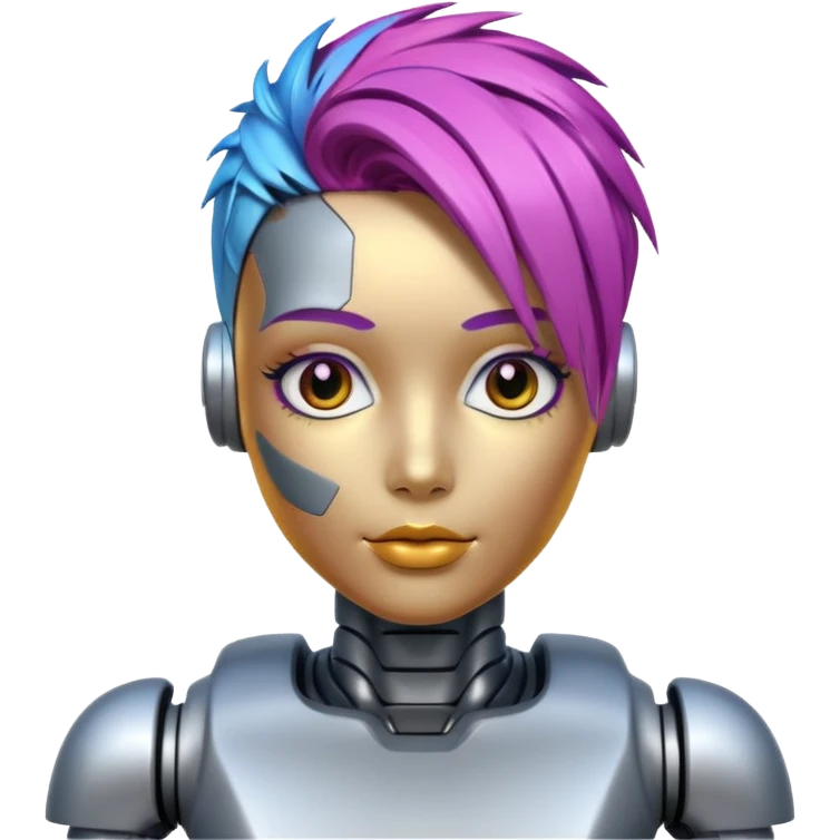 robot with color hair emoji