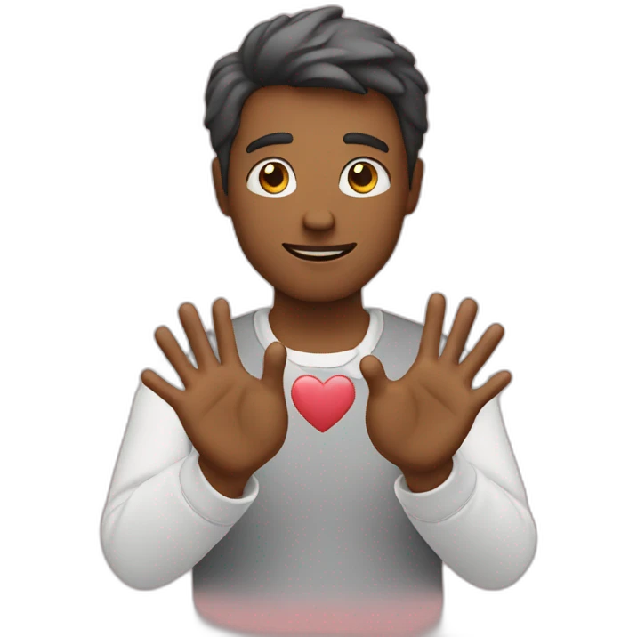 Man with heart making with hands emoji
