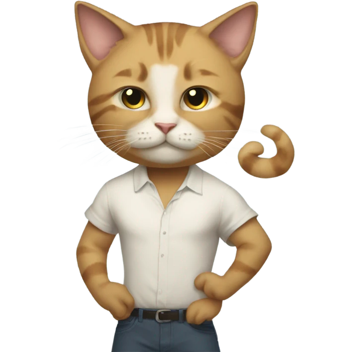 Full body pic of a man cat with huge msucles emoji