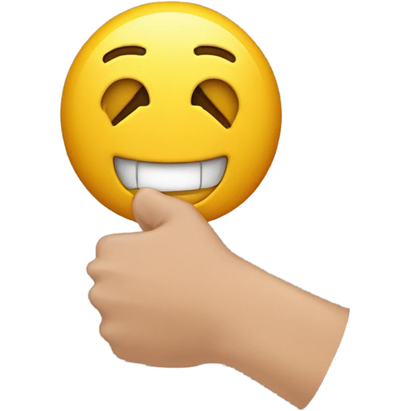 EMOJY SONRIENDO Y CON UN DEDO DENTRO DE LA BOCA, COMO MORDIENDOSE UN DEDO emoji