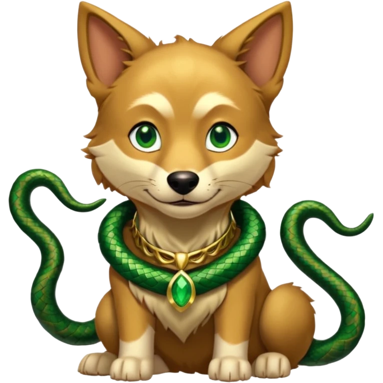 loki god of mischief as a dog. he as snakes.  dynamic pose emoji