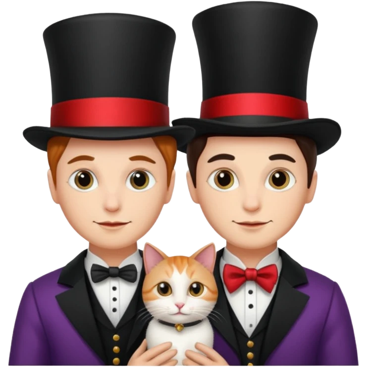 magician couple and their pet cat emoji