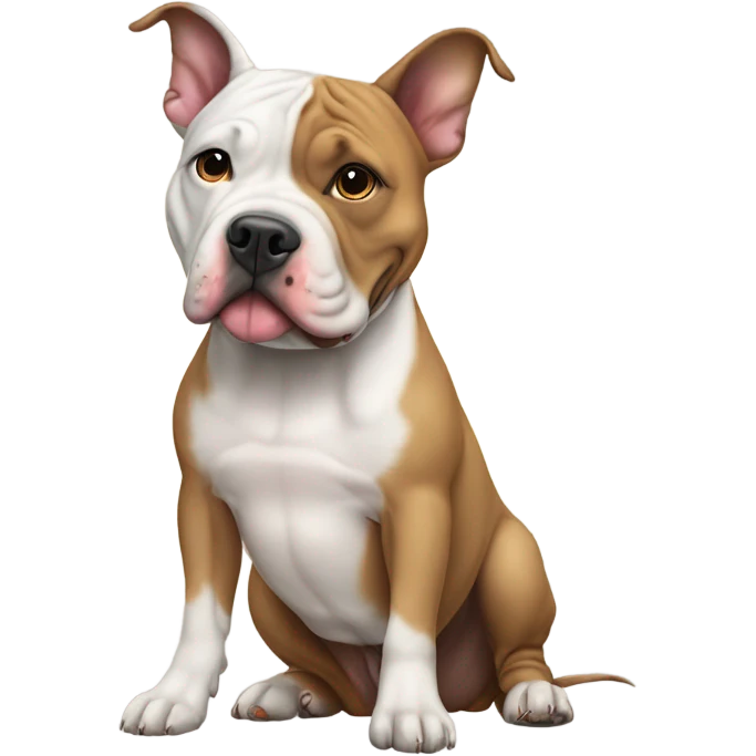 American pittbull wirh frensch bulldog and amstaf Terrier sitting al  emoji