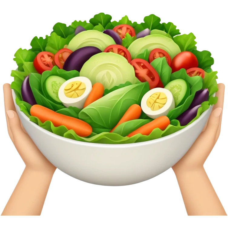 two hands holding a salad bowl emoji