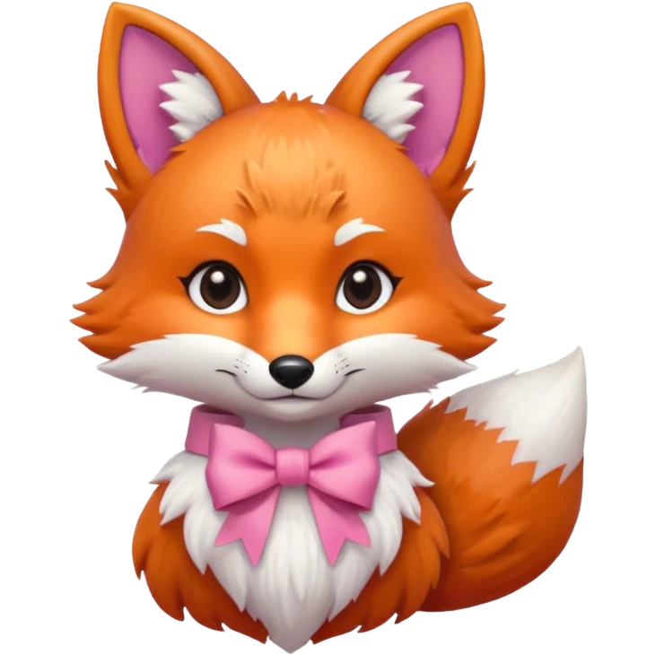 cute fox with a pink bow, portrait, bust up emoji