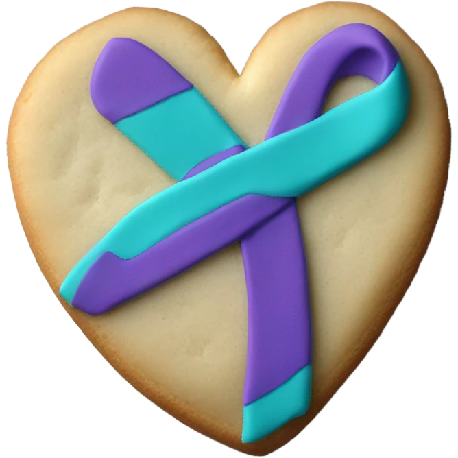 Purple teal Suicide awareness ribbon, heart cookie emoji