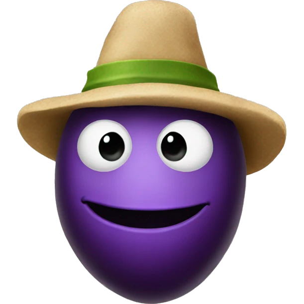 an eggplant with a hat emoji