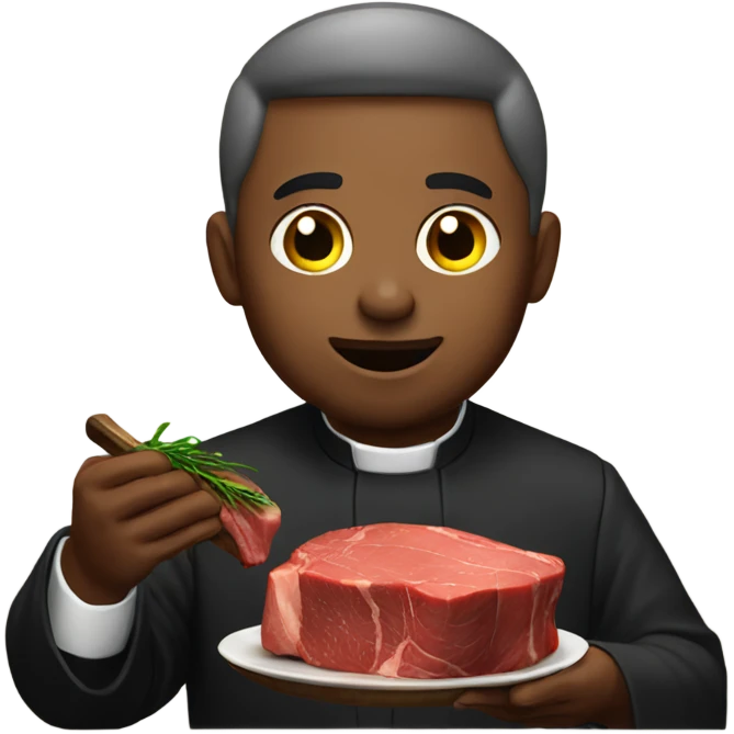 Priest eating a steak  emoji