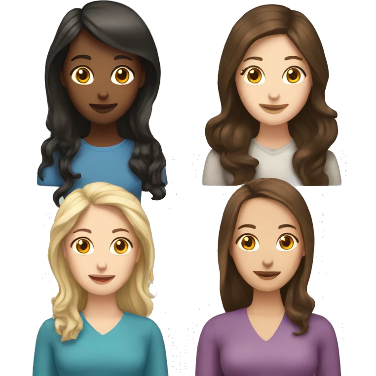 brunette white woman with five brunette white girls emoji