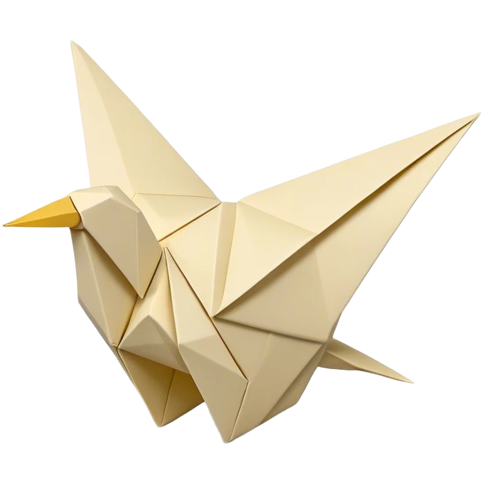 Cinematic Realistic depiction of an elegant origami creation, rendered with delicate paper textures and intricate folds, set on a minimalist background with soft, diffuse lighting that accentuates its artistic precision emoji