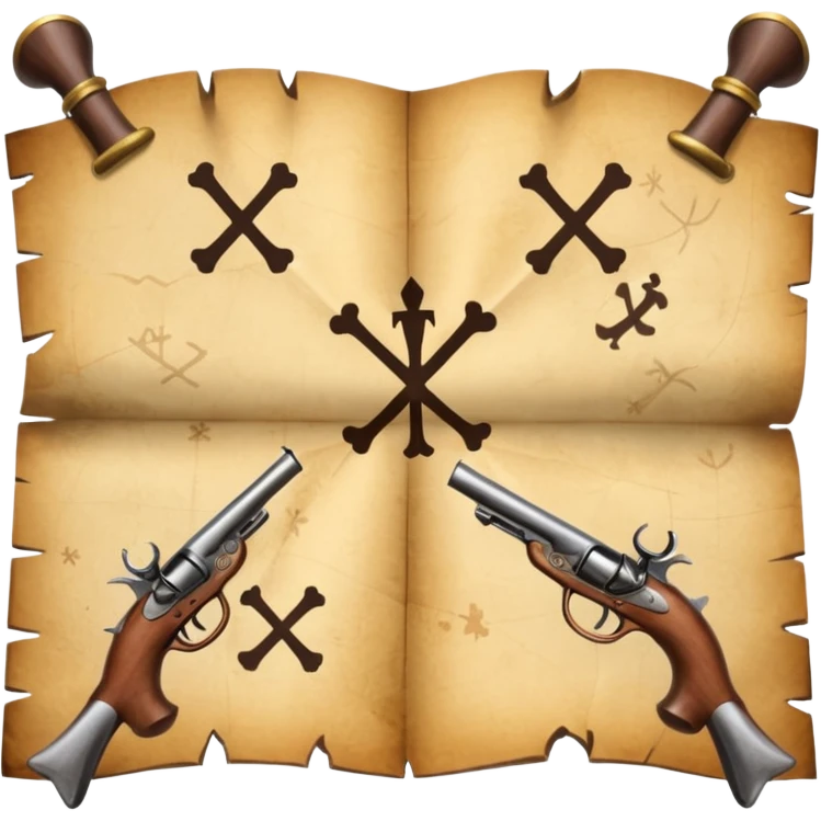 x marks the spot with flintlock pistols emoji
