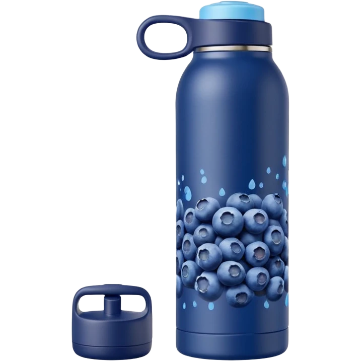 Blueberry patterned thermal water bottle with handle  emoji