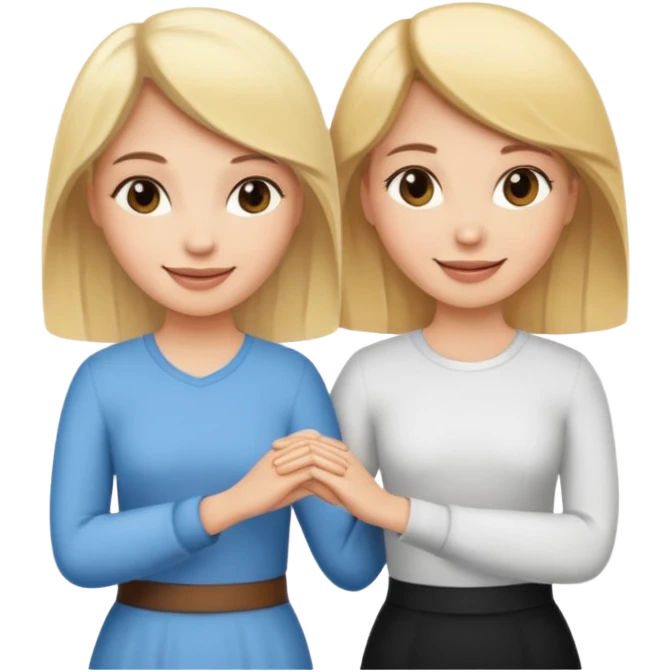 blonde woman holding hands with a brunette woman emoji