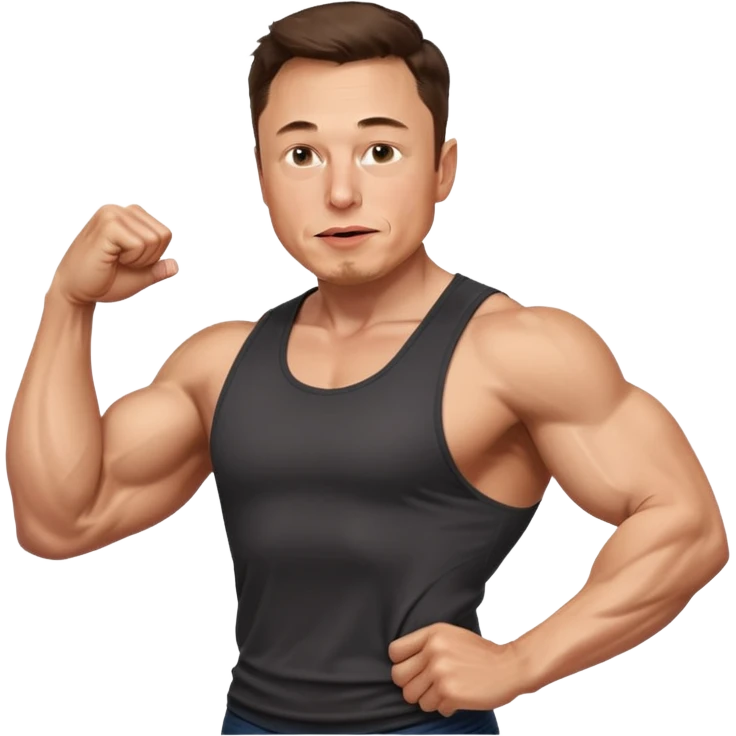 elon musk with abs flexing muscle emoji