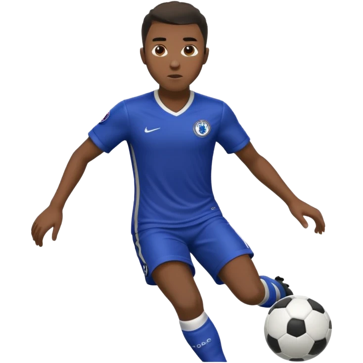 Black Chelsea FC Soccer player scoring a goal emoji
