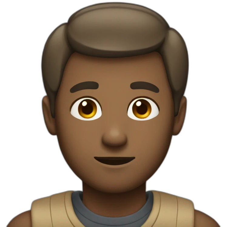 A man with light and slightly dark skin and small ears emoji