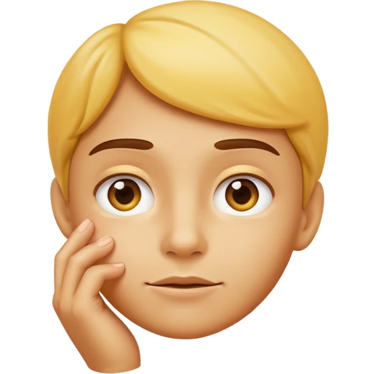 thinking face emoji, looking up, hand on chin, apple style emoji